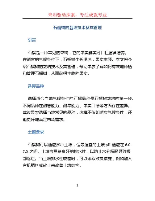 石榴树的栽培技术及其管理