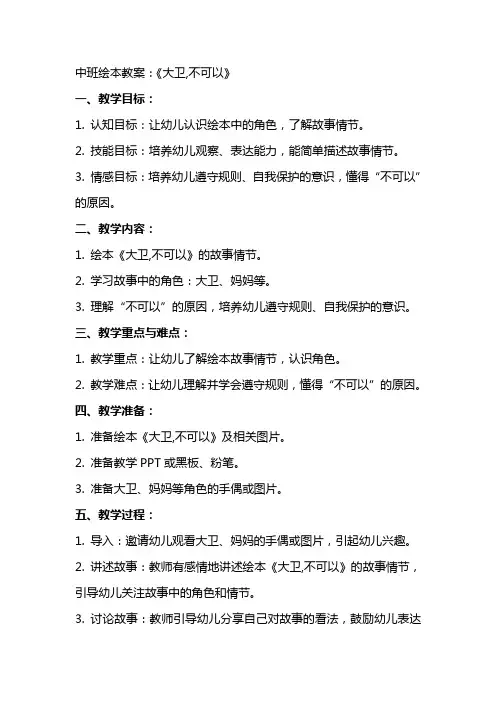 中班绘本教案：《大卫,不可以》