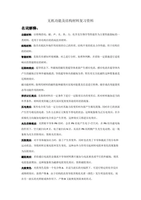 无机结构及功能材料  复习资料