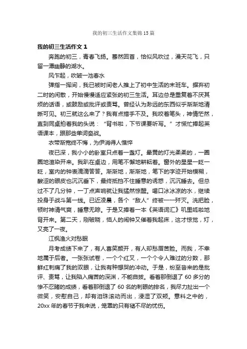 我的初三生活作文集锦15篇