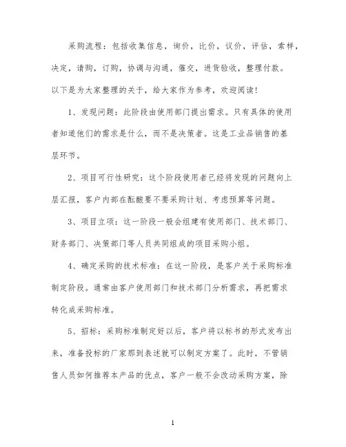 采购流程八大环节