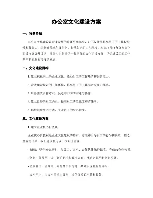 办公室文化建设方案