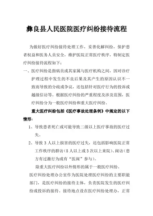 医疗纠纷接待流程