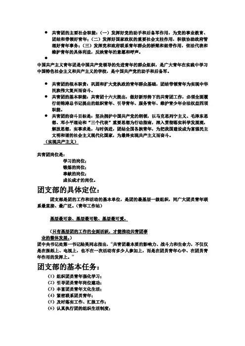 共青团的主要社会职能