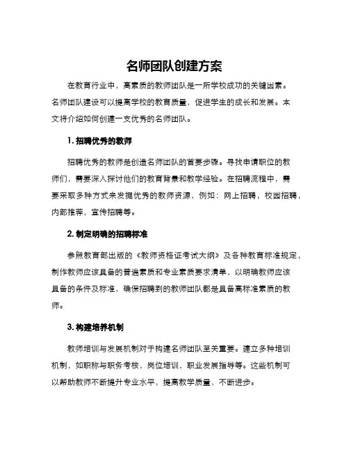 名师团队创建方案