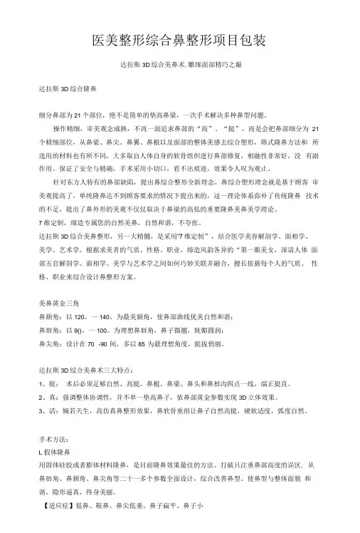 医美整形综合鼻整形项目包装