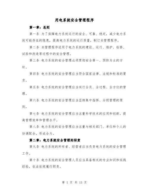 用电系统安全管理程序（三篇）