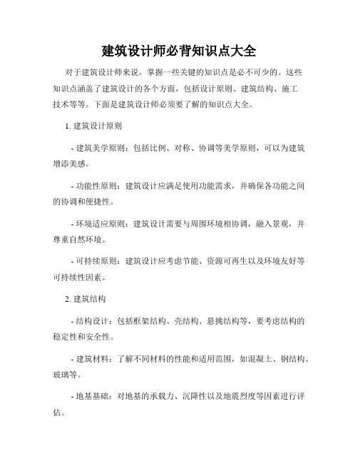 建筑设计师必背知识点大全