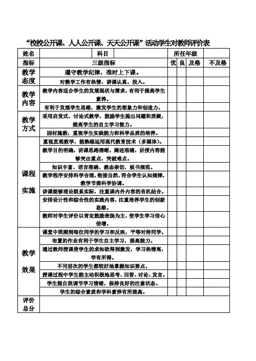 校校公开课.doc学生对教师评价表