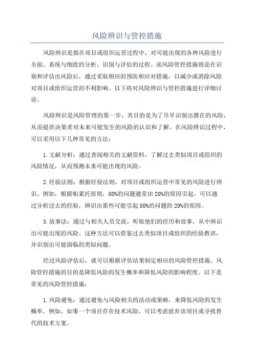 风险辨识与管控措施