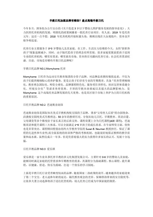早教日托加盟品牌有哪些？盘点高端早教日托