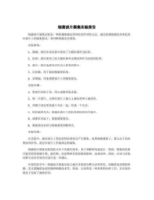 细菌玻片凝集实验报告