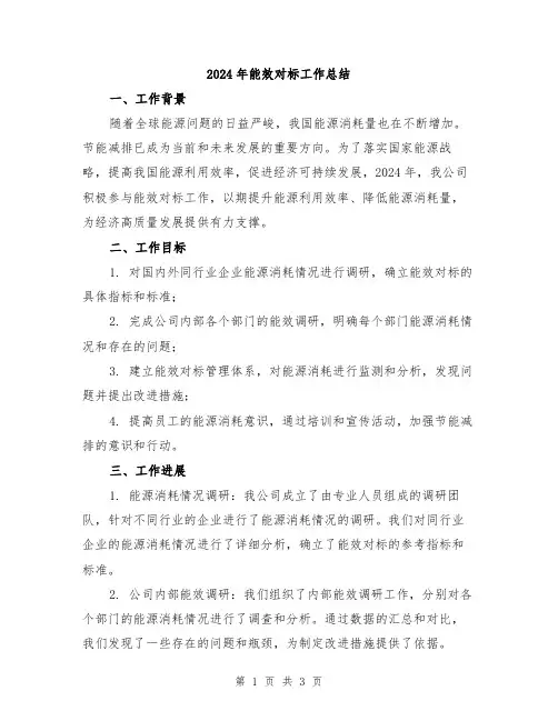 2024年能效对标工作总结