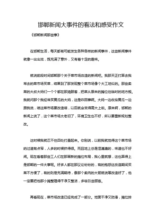 邯郸新闻大事件的看法和感受作文