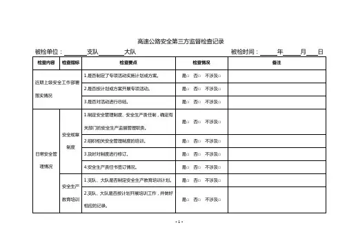 高速公路检查表