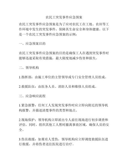 农民工突发事件应急预案