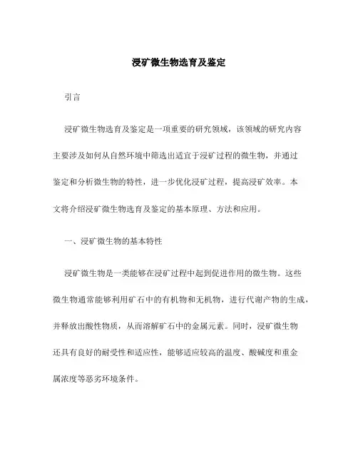 浸矿微生物选育及鉴定