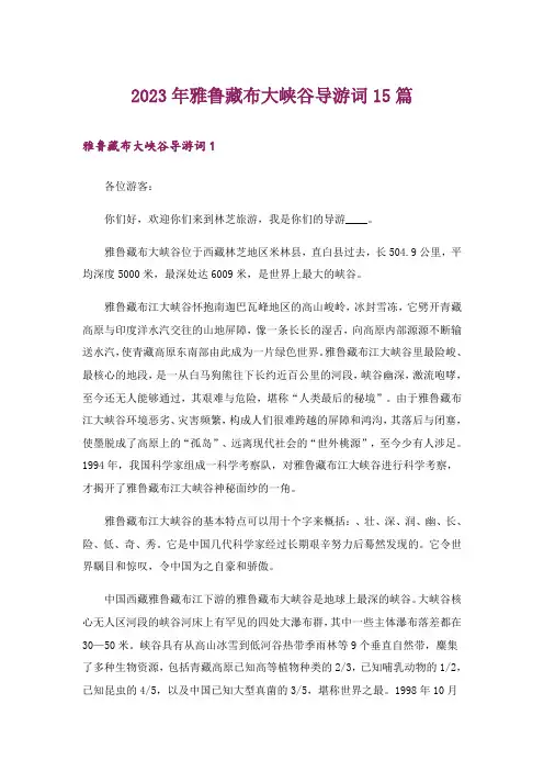 2023年雅鲁藏布大峡谷导游词15篇_3