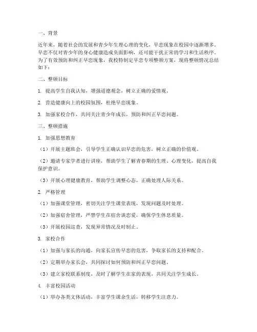 早恋专项整顿方案总结