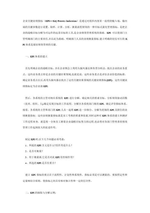 某企业关键业绩指标【范本模板】