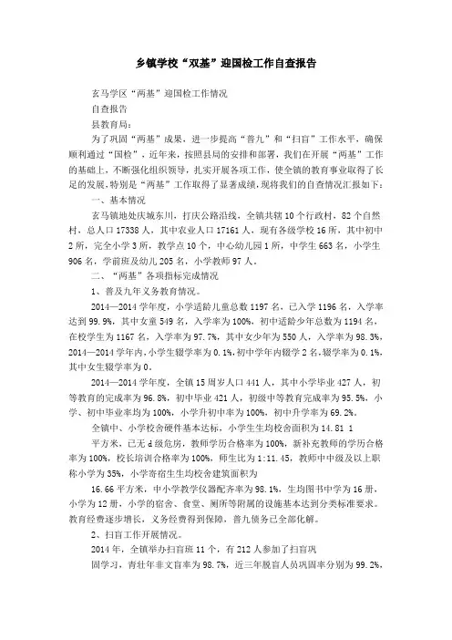 乡镇学校“双基”迎国检工作自查报告