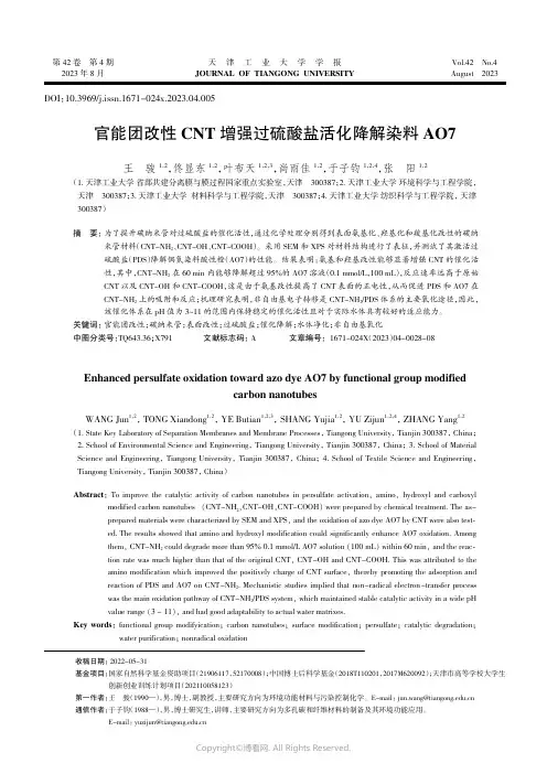 官能团改性CNT_增强过硫酸盐活化降解染料AO7