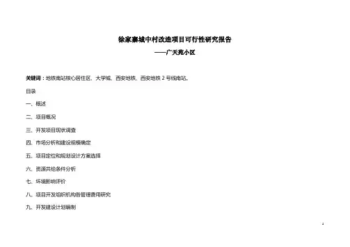城中村改造项目可行性研究报告