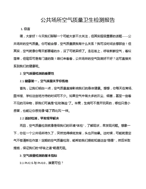 公共场所空气质量卫生检测报告