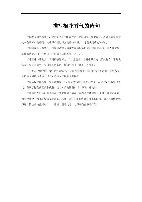 描写梅花香气的诗句