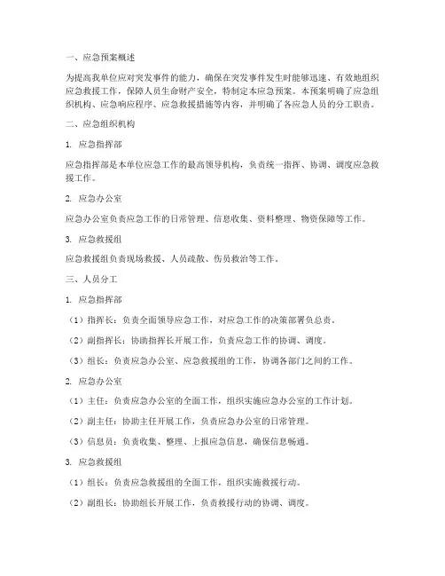 应急预案人员分工