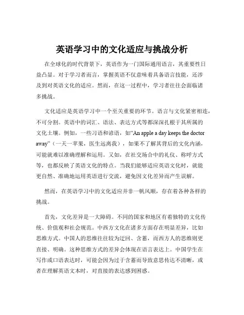 英语学习中的文化适应与挑战分析