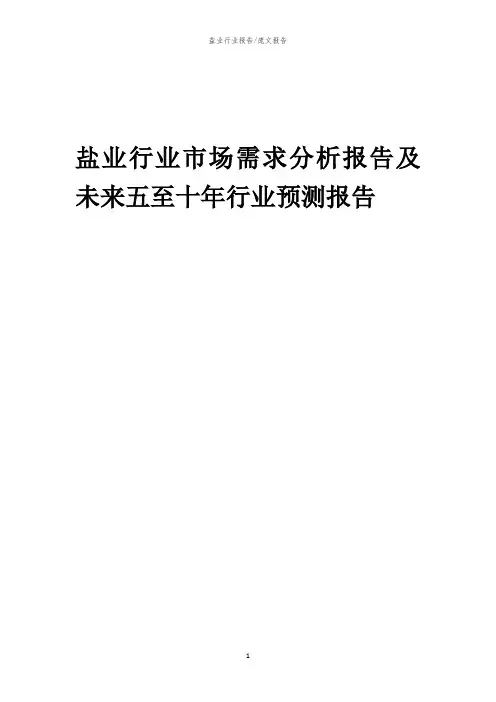 2023年盐业行业市场需求分析报告及未来五至十年行业预测报告