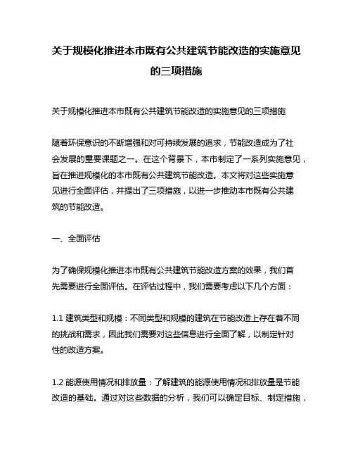 关于规模化推进本市既有公共建筑节能改造的实施意见的三项措施