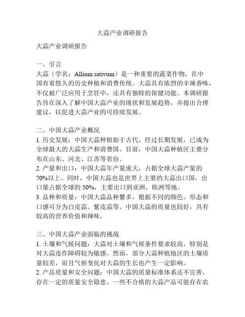 大蒜产业调研报告