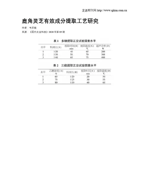 鹿角灵芝有效成分提取工艺研究