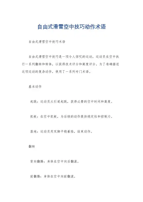 自由式滑雪空中技巧动作术语