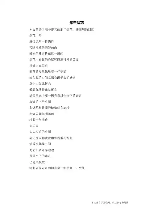 那年烟花_高中作文