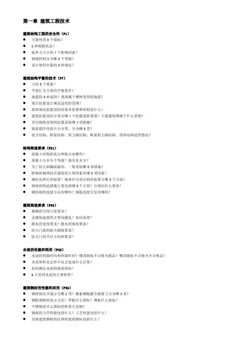 (完整版)一级建造师建筑实务知识点提问版本(龙炎飞)