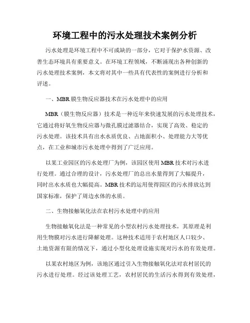 环境工程中的污水处理技术案例分析