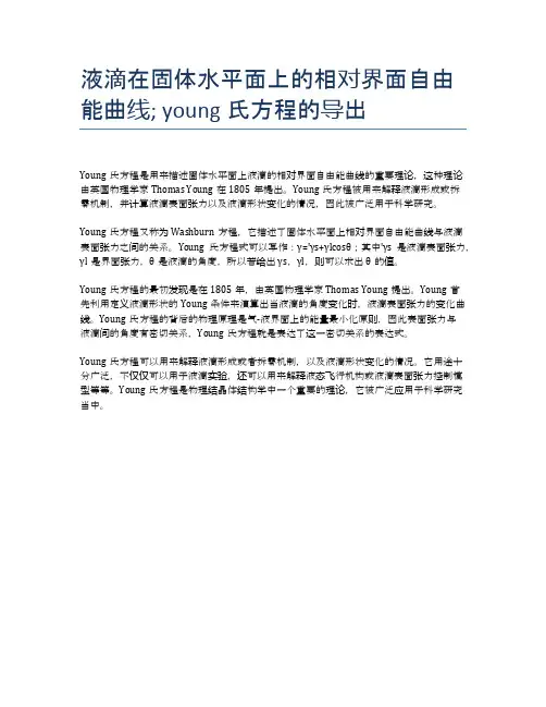 液滴在固体水平面上的相对界面自由能曲线; young氏方程的导出