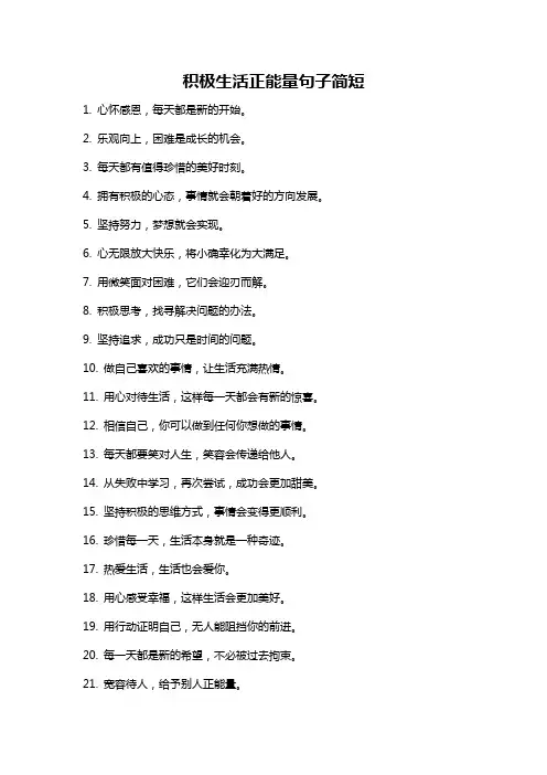 积极生活正能量句子简短