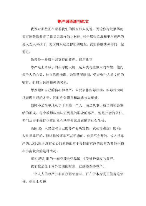 尊严词语造句范文