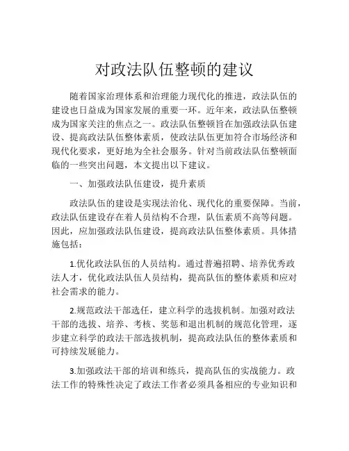 对政法队伍整顿的建议