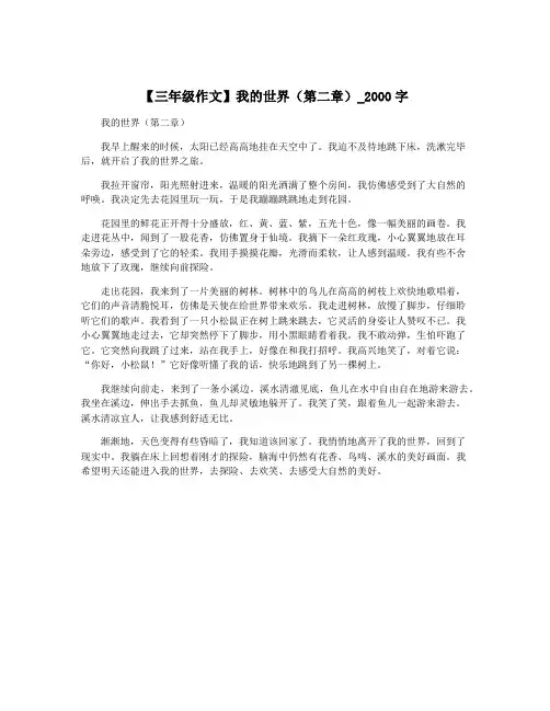 【三年级作文】我的世界(第二章)_2000字