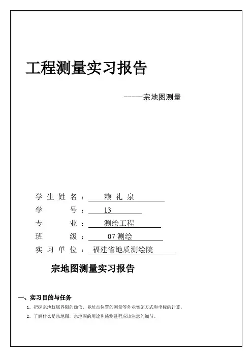 宗地图调查实习报告
