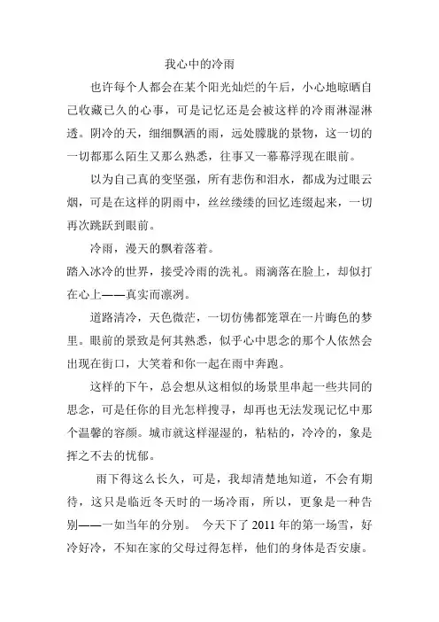我心中的冷雨随笔doc
