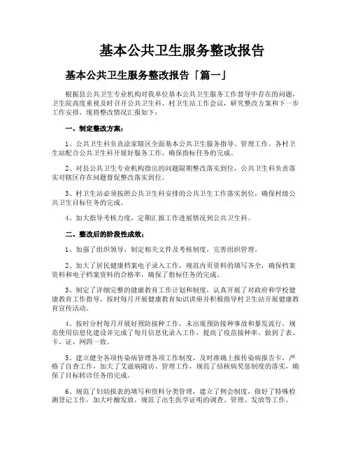 基本公共卫生服务整改报告