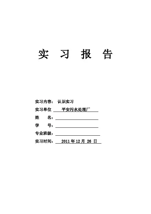 污水处理厂实习报告