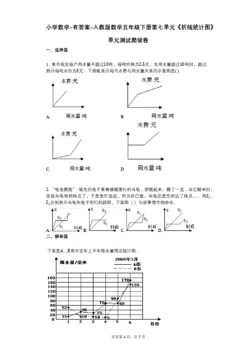 小学数学-有答案-人教版数学五年级下册第七单元《折线统计图》单元测试爬坡卷