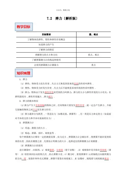 2022年人教版八年级物理下《弹力》同步练习附答案